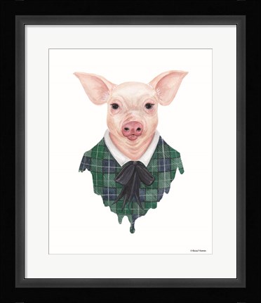 Framed Pig in Plaid Print