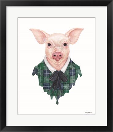 Framed Pig in Plaid Print