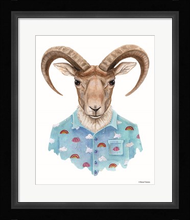 Framed Uriel in a Unicorn Shirt Print