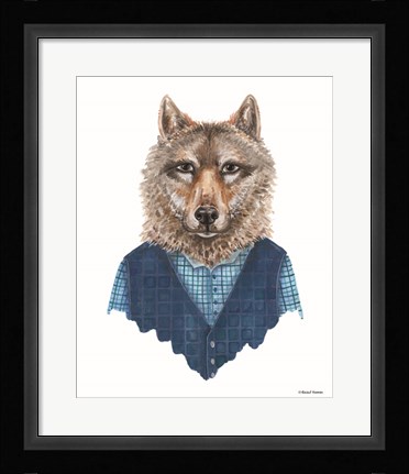 Framed Wolf in Waistcoat Print