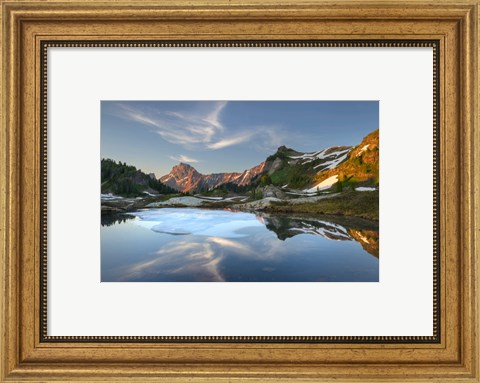 Framed Partially Thawed Tarn, Yellow Aster Butte Basin, North Cascades, Washington State Print