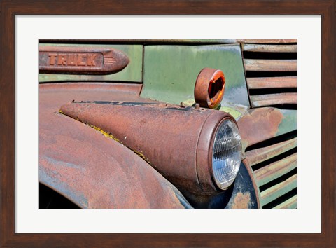 Framed Headlight On Old Truck Detail In Sprague, Washington State Print