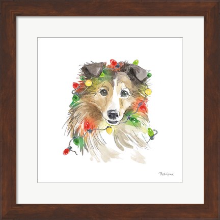 Framed Holiday Paws IX on White Print