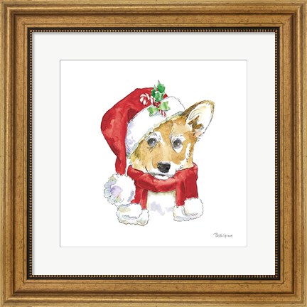 Framed Holiday Paws VIII on White Print