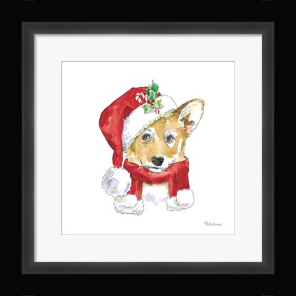Framed Holiday Paws VIII on White Print
