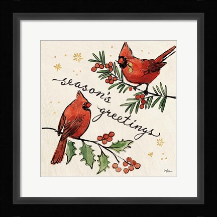 Framed Christmas Lovebirds X Print