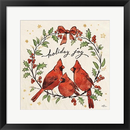 Framed Christmas Lovebirds XI Print