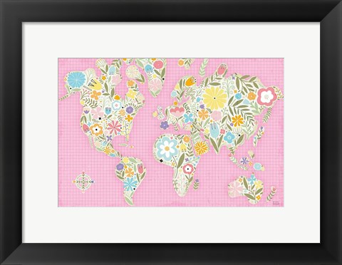 Framed Floral World Pink Print