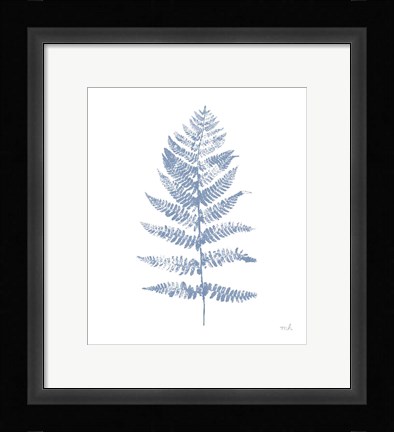 Framed Fern Print II Blue No Shiplap Print