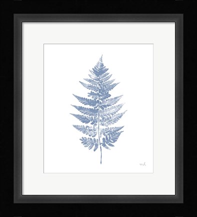 Framed Fern Print I Blue No Shiplap Print