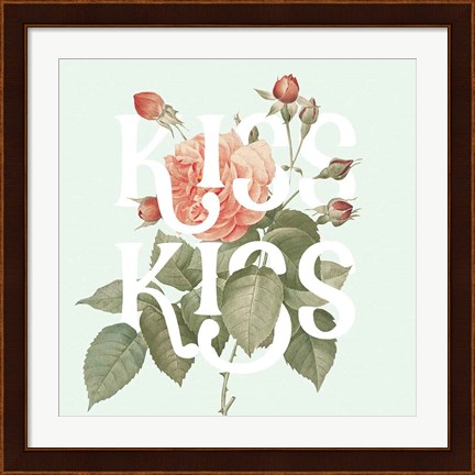 Framed Botanical Pink Rose I Kiss Print