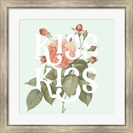 Framed Botanical Pink Rose I Kiss Print