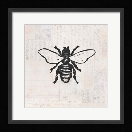 Framed Bee Stamp BW Print