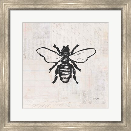 Framed Bee Stamp BW Print