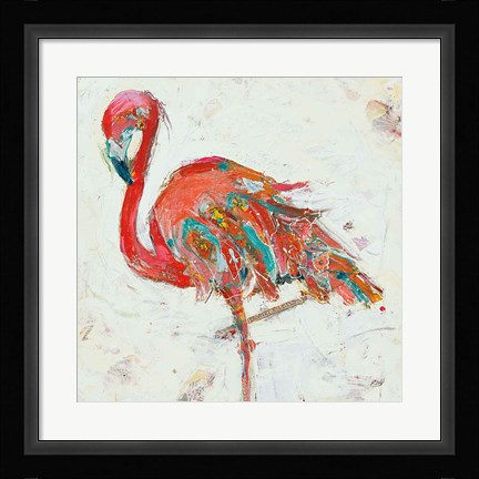 Framed Flamingo on White Print