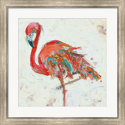 Framed Flamingo on White Print