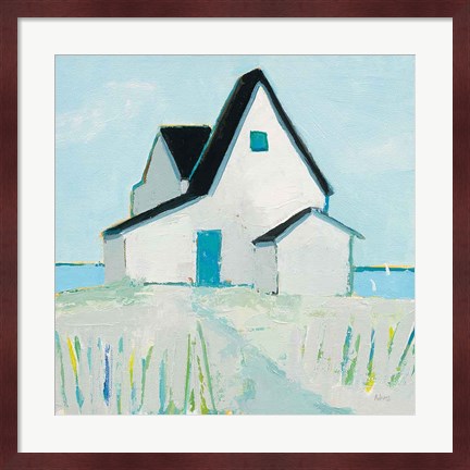 Framed Cottage by the Sea Neutral Print