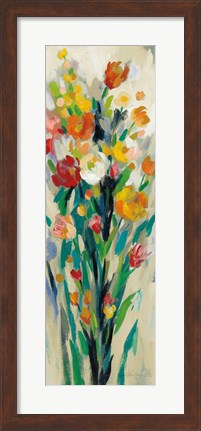 Framed Tall Bright Flowers Cream II Print