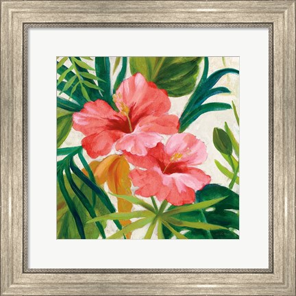 Framed Tropical Jewels II v2 Pink Crop Print