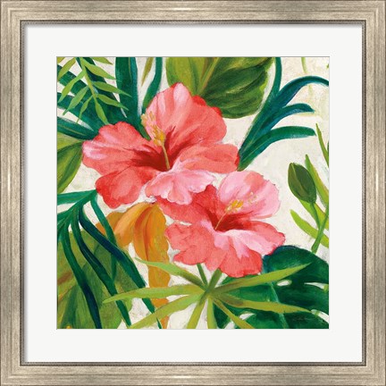 Framed Tropical Jewels II v2 Pink Crop Print