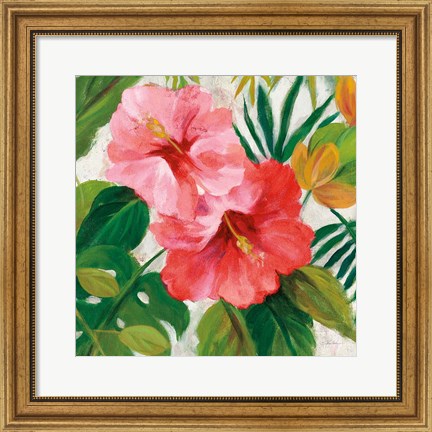 Framed Tropical Jewels I v2 Pink Crop Print