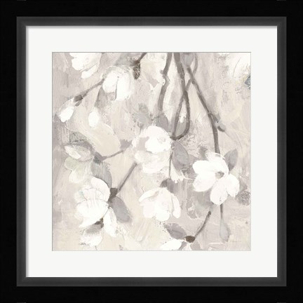 Framed Magnolia Branch Flipped Cream Crop Print