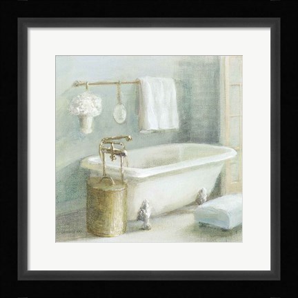 Framed Refreshing Bath II Brass Print