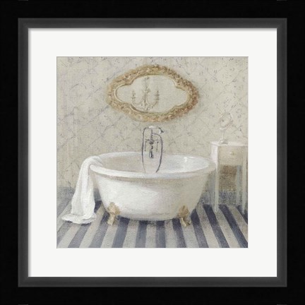 Framed Victorian Bath II Navy Print