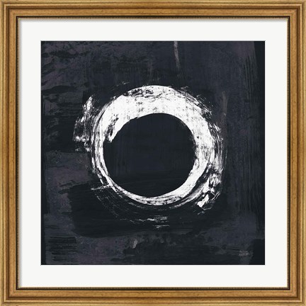 Framed Zen Circle I Black Crop Print