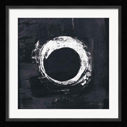 Framed Zen Circle I Black Crop Print