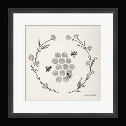 Framed Happy to Bee Home III Neutral Print