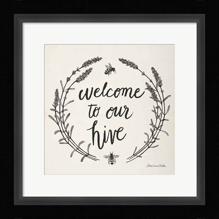 Framed Happy to Bee Home II Words Neutral Print