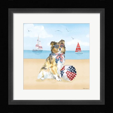 Framed Summer Paws Patriotic V Print