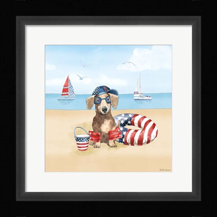 Framed Summer Paws Patriotic III Print
