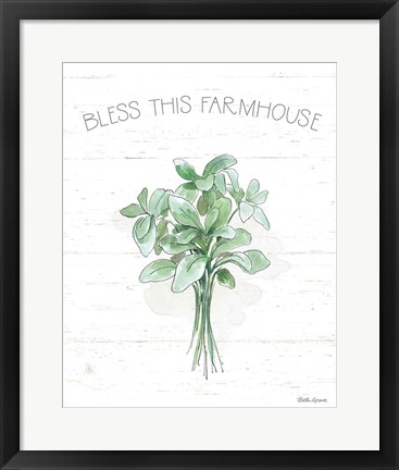 Framed Farmhouse Cotton VI Sage Print