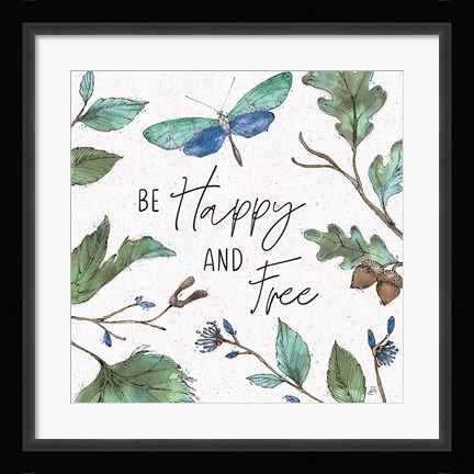 Framed Outdoor Beauties I Color Be Happy and Free Print