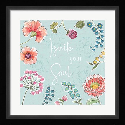 Framed Gypsy Meadow IV Blue Print