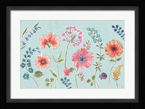 Framed Gypsy Meadow I Blue Print