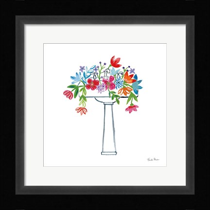 Framed Floral Bathroom II Print