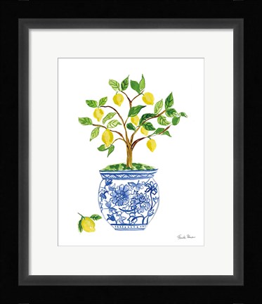 Framed Lemon Chinoiserie I Print