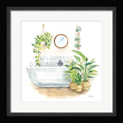 Framed Greenery Bath II Print