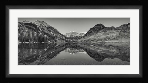 Framed Reflection Of Mountains In A Lake, Maroon Bells, Aspen, Colorado Print