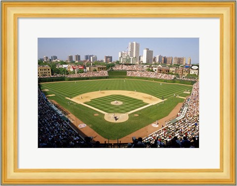Framed High Angle View Of A Stadium, Wrigley Field, Chicago, Illinois Print
