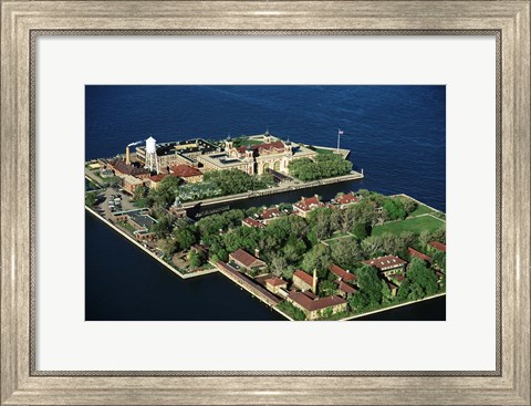 Framed New York Ny Aerial Of Ellis Island Print