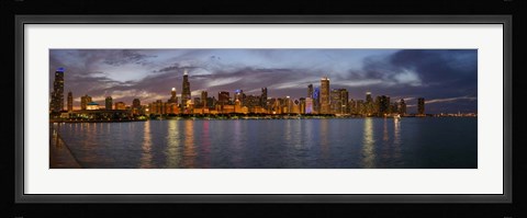 Framed City At The Waterfront, Lake Michigan, Illinois Print