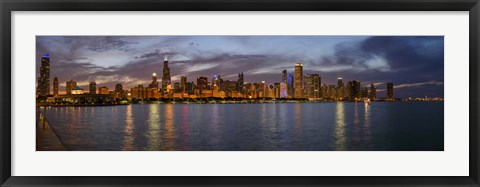 Framed City At The Waterfront, Lake Michigan, Illinois Print