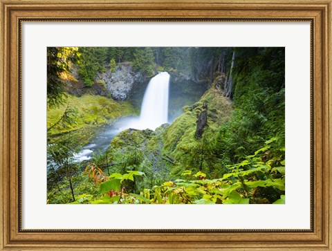 Framed Scenic View Of Waterfall, Portland, Oregon Print