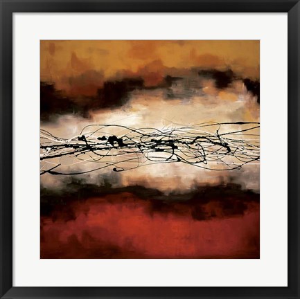 Framed Harmony in Red and Ochre Print
