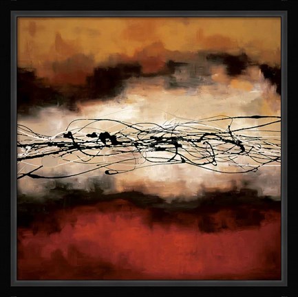 Framed Harmony in Red and Ochre Print