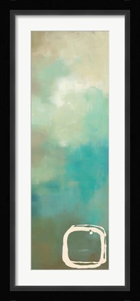 Framed Retro in Aqua and Khaki I Print